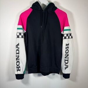 Forever 21 Honda Racing Hoodie Black Pink Colorblock Checkered Men’s S Womens M